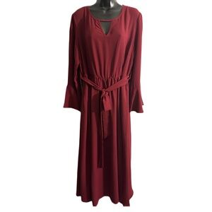 BloomChic NWT 14/16 XL red long sleeve maxi dress w bell sleeves & pockets